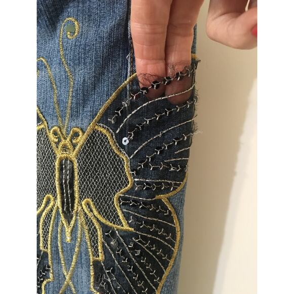 Moto Blues The Collection Flare Jeans with Beautiful Butterfly Applique 17/18 - Picture 3 of 7